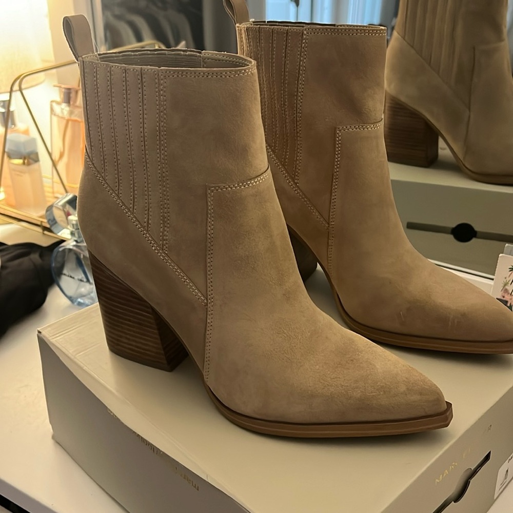 Worn Once - Still in box! MARC FISHER Marela Ankle Booties in Dark Natural • 10